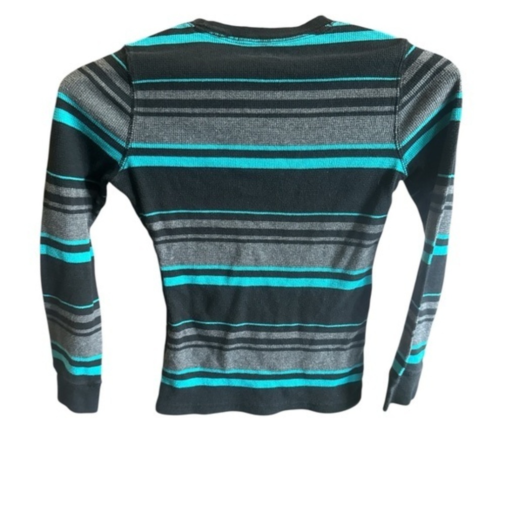 Urban Pipeline Boys Size Medium Striped Black and Gray & Teal Long Sleeve Shirt